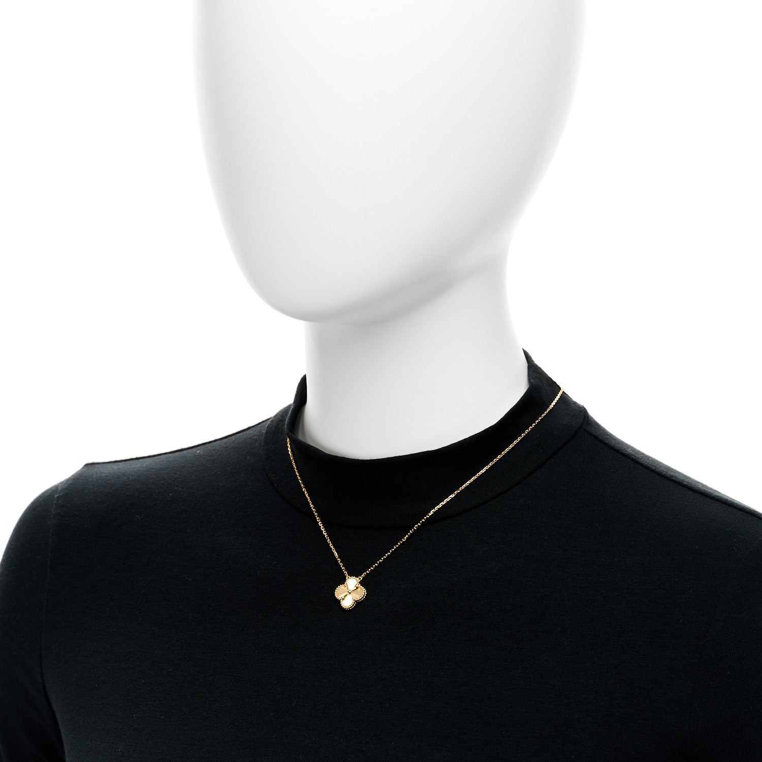 Van Cleef & Arpels 18K Yellow Gold Guilloche Vintage Alhambra Pendant Necklace 2 of 6