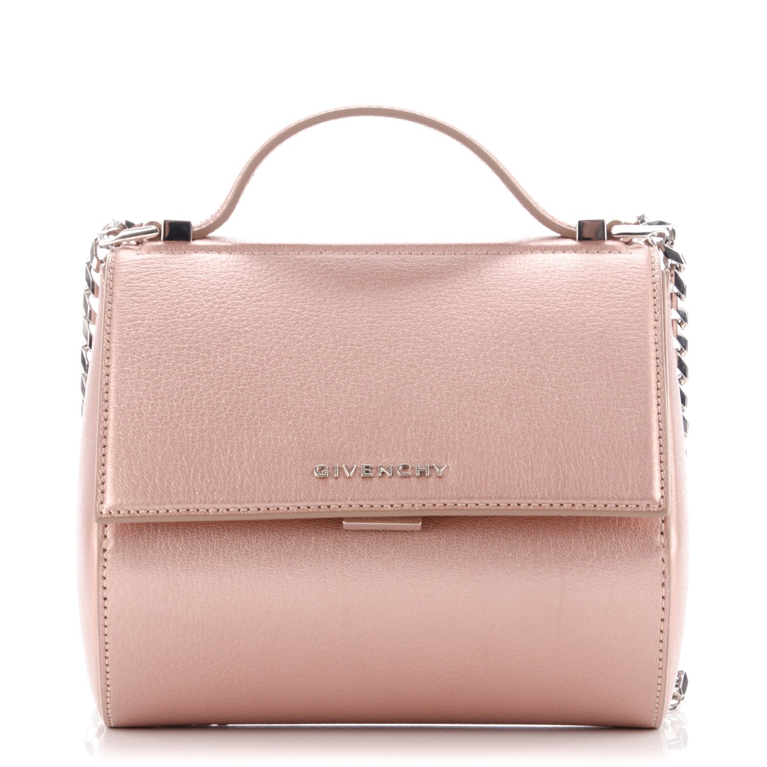 Givenchy Metallic Calfskin Mini Pandora Box Chain Crossbody Bag Light Pink 1 of 7