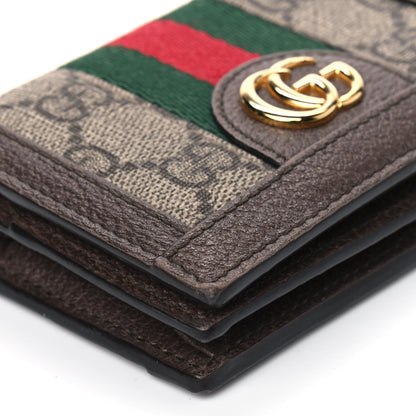 Gucci GG Supreme Monogram Web Ophidia Card Case Beige New Acero 6 of 11