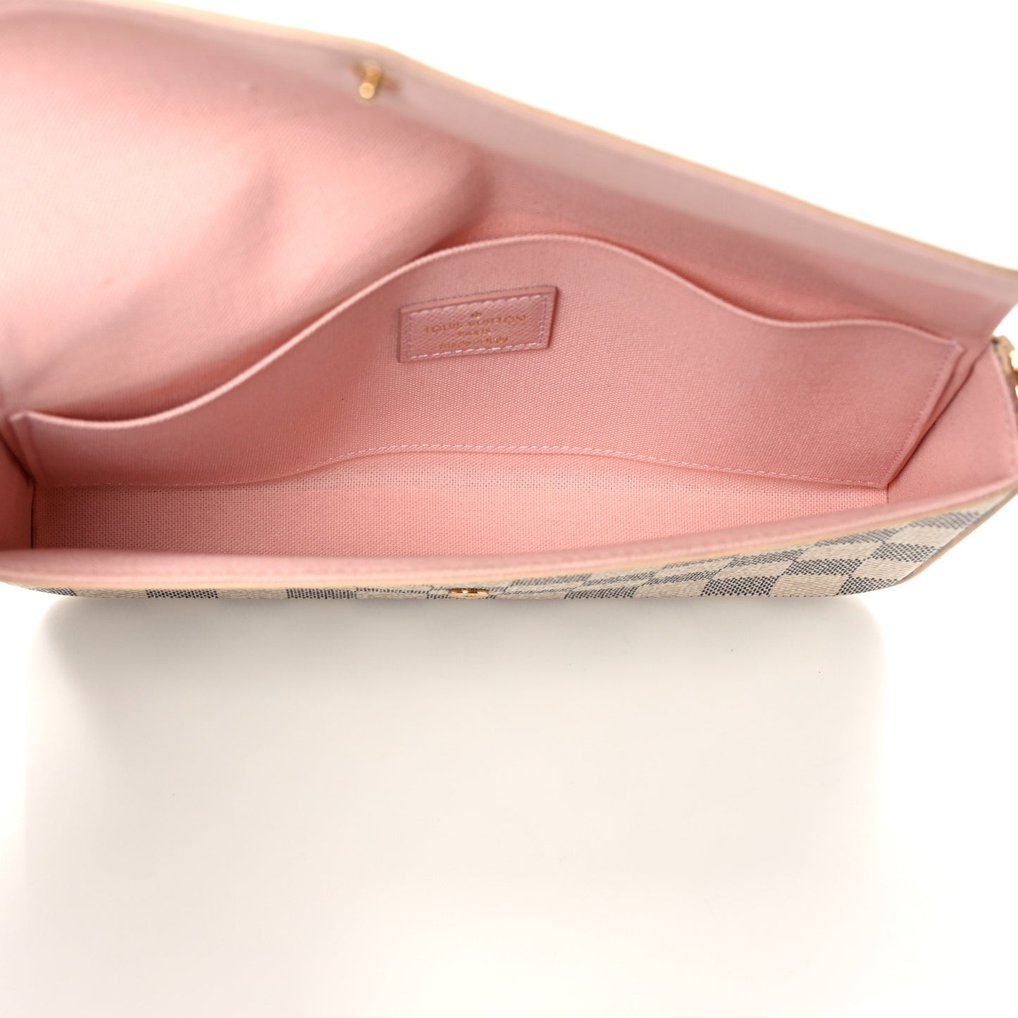 Damier Azur Pochette Felicie Chain Wallet Rose Ballerine