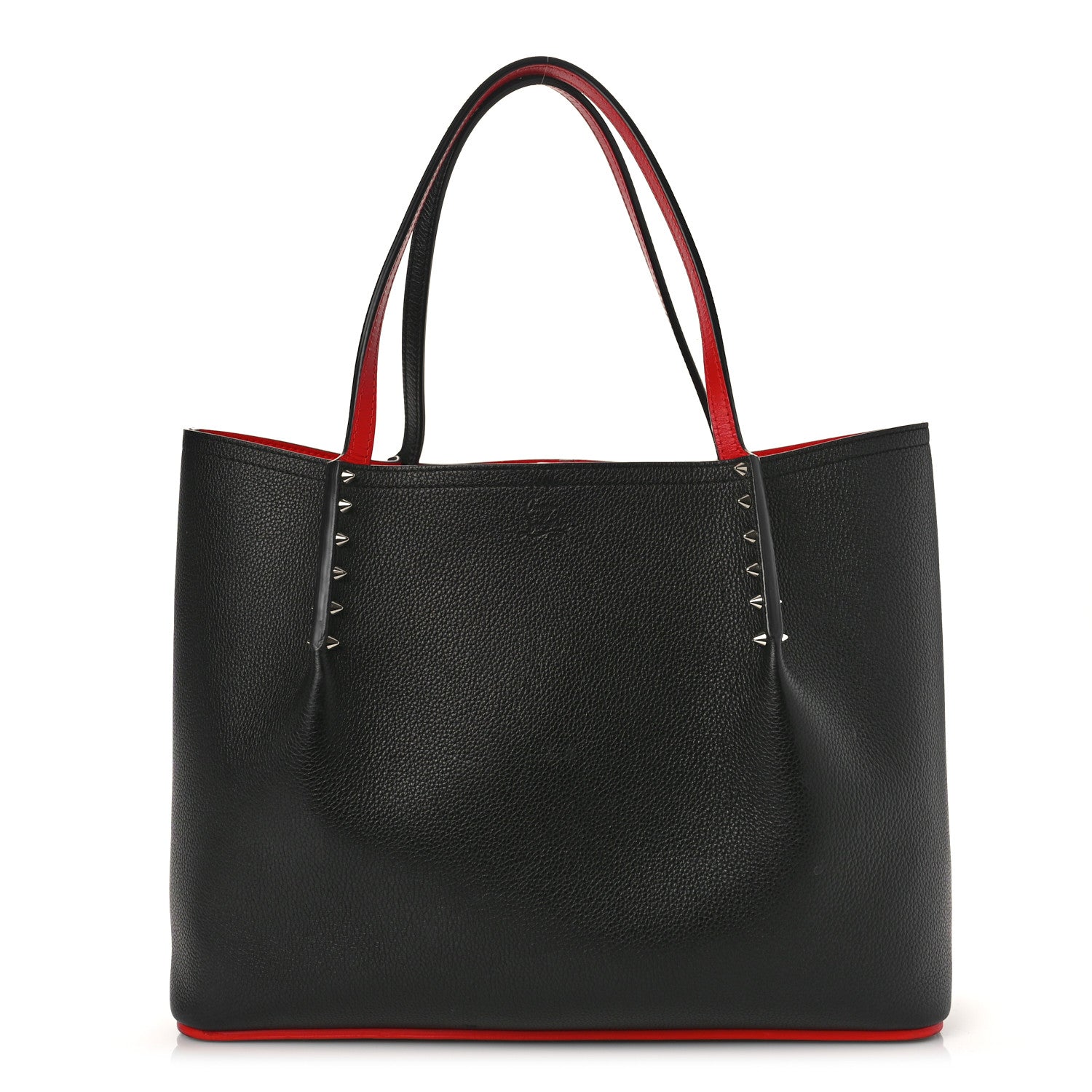 Christian Louboutin Calfskin Spiked Large Cabarock Shopper Tote Black 1 of 10