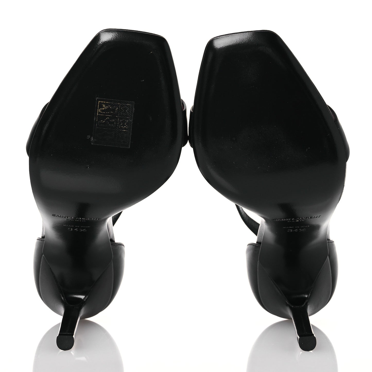 Calfskin Amber 105 Ankle Strap Sandals 34.5 Black