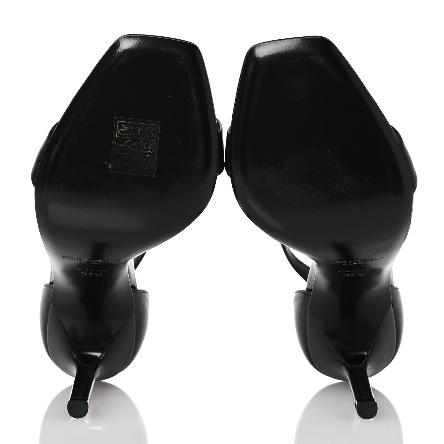 Saint Laurent Calfskin Amber 105 Ankle Strap Sandals 34.5 Black 6 of 13