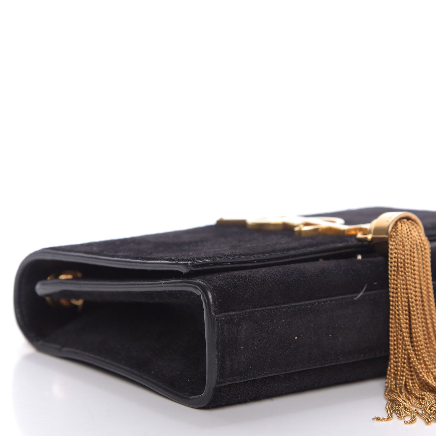 Suede Small Classic Monogram Kate Tassel Satchel Black