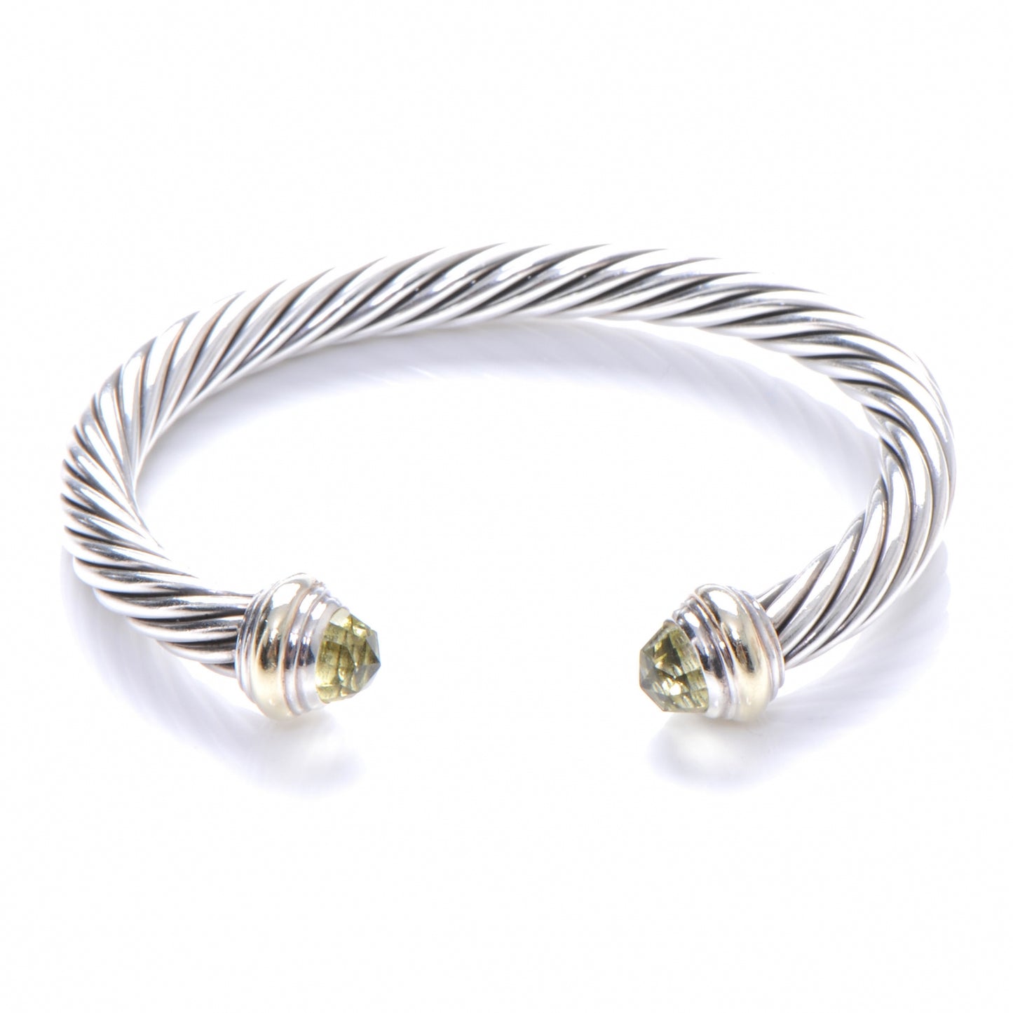 Sterling Silver 14K Yellow Gold Lemon Citrine 7mm Cable Classics Bracelet