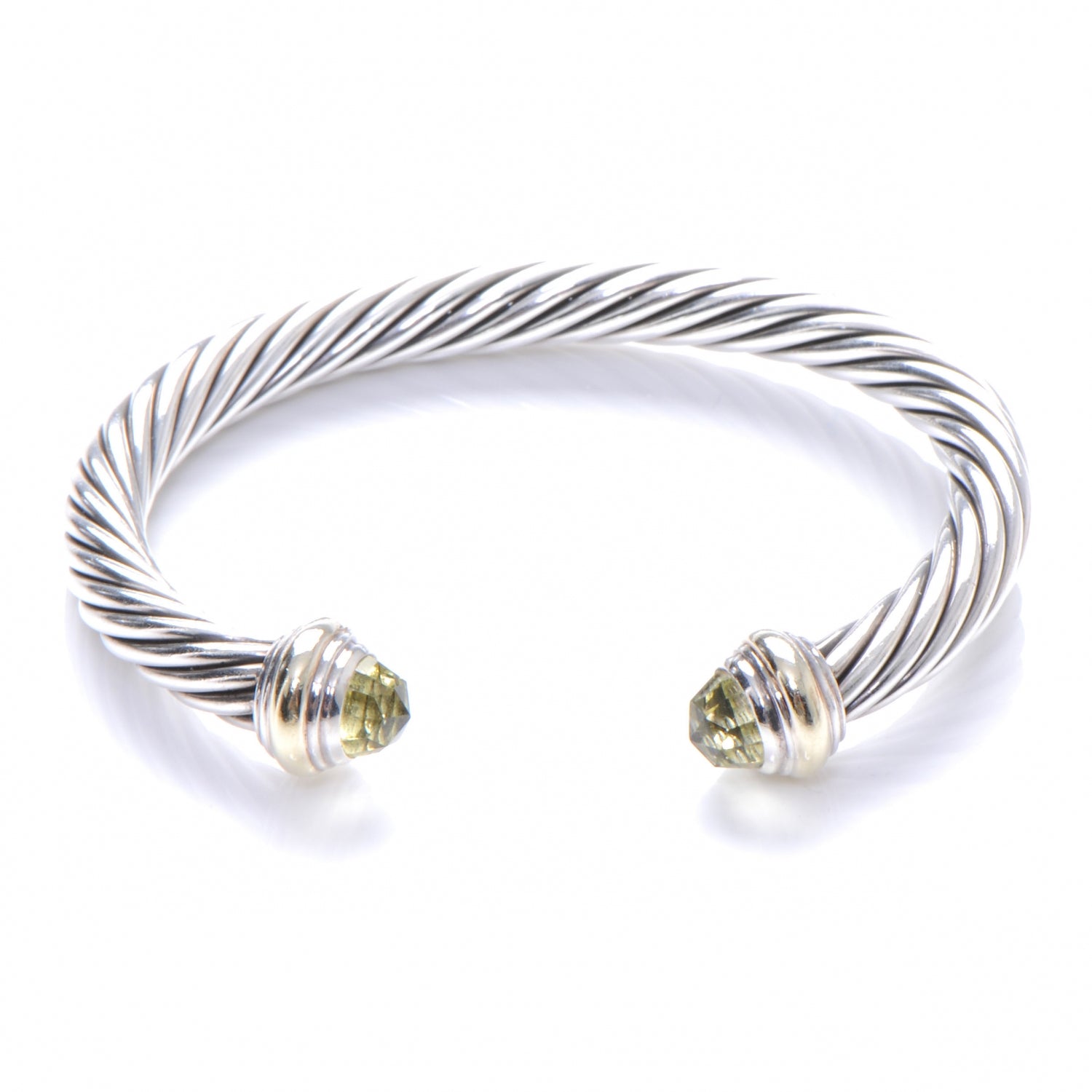 David Yurman Sterling Silver 14K Yellow Gold Lemon Citrine 7mm Cable Classics Bracelet 1 of 8