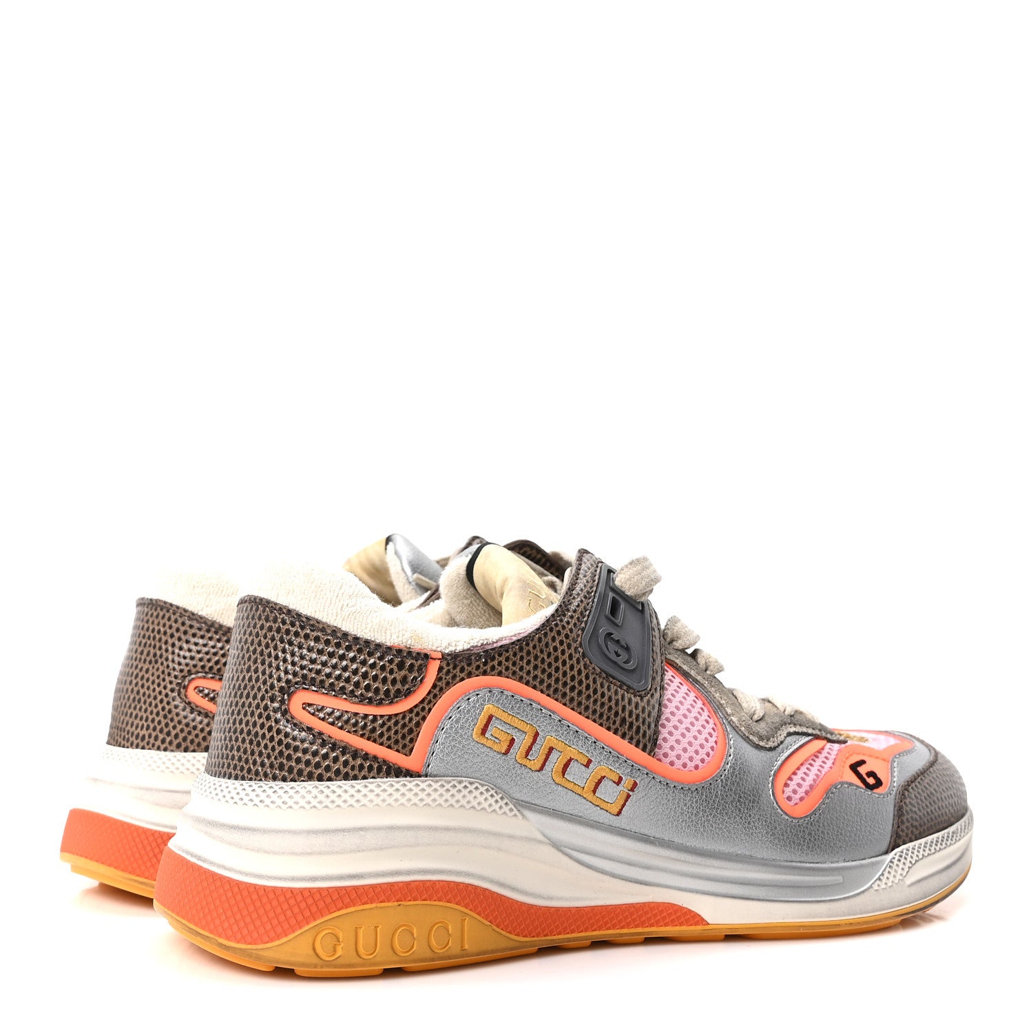 Gucci Calfskin Suede Mesh Lizard Embossed Womens Ultrapace
