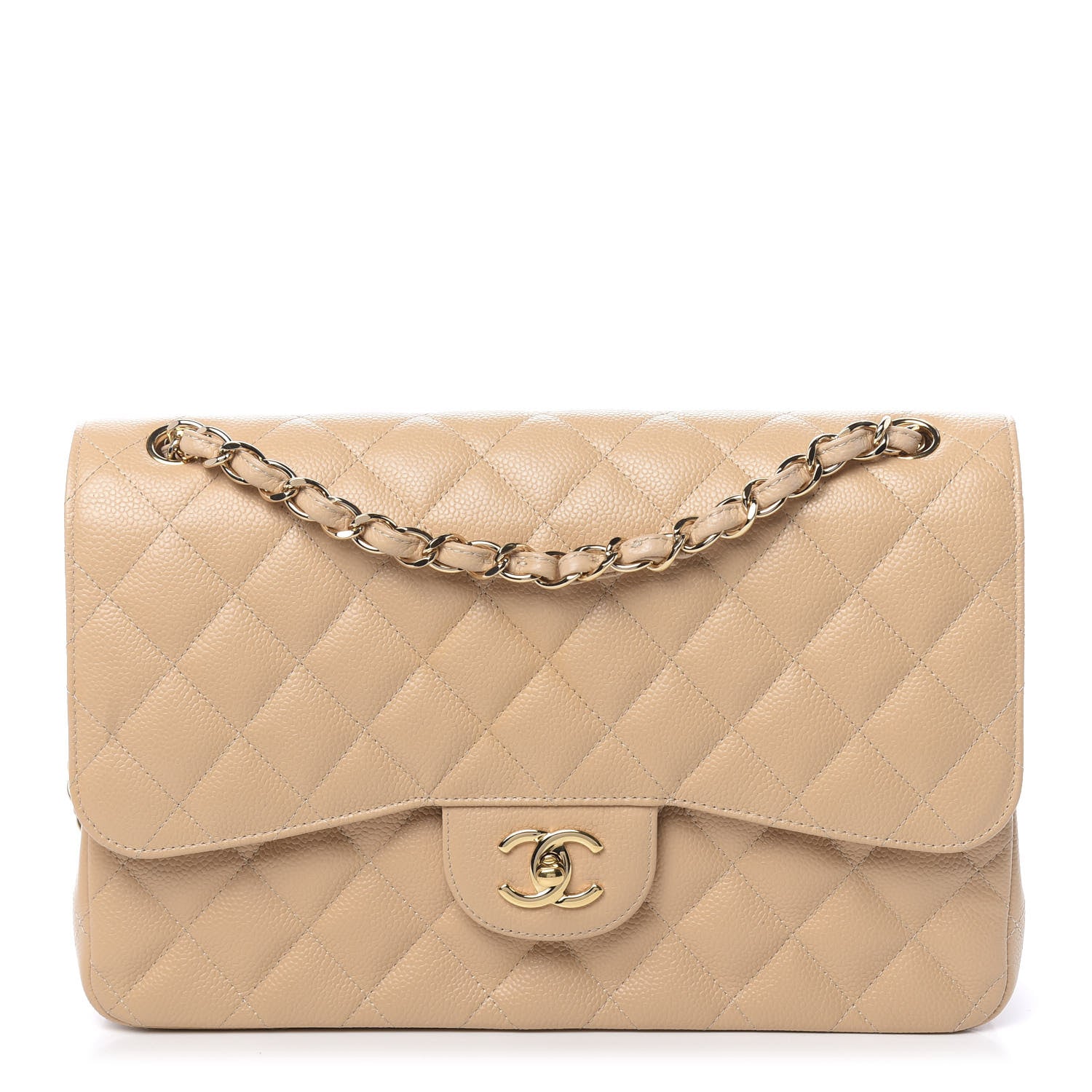 Chanel Caviar Quilted Jumbo Double Flap Beige 1 of 16
