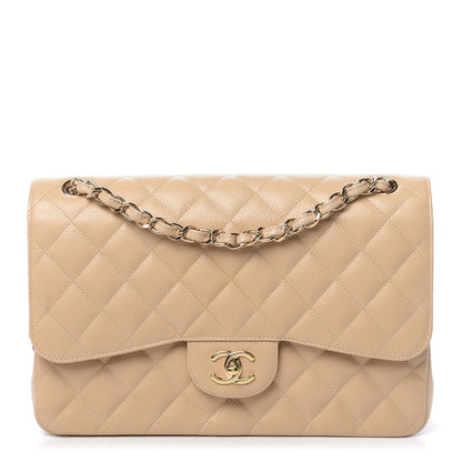 Chanel Caviar Quilted Jumbo Double Flap Beige 1 of 16