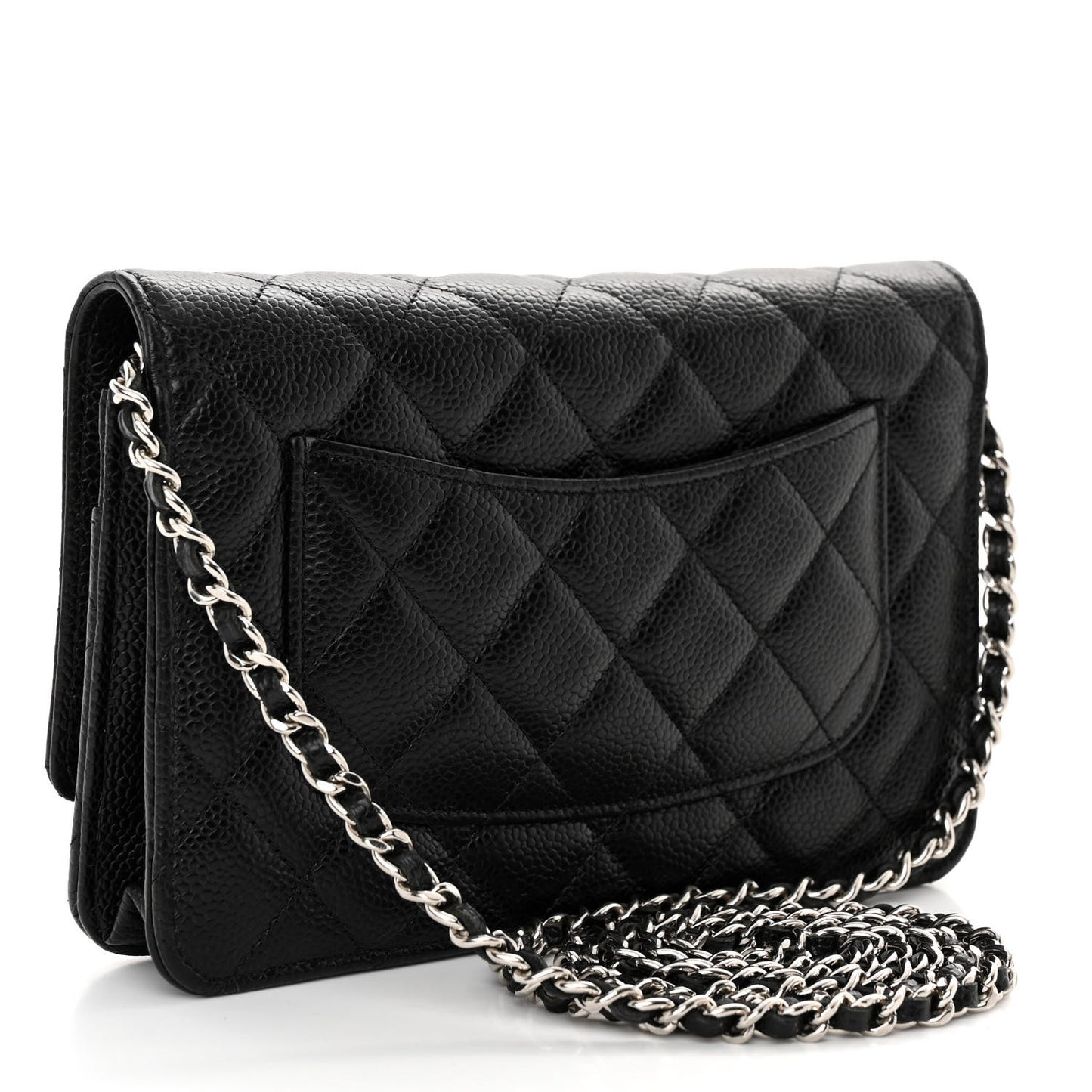 Caviar Quilted Wallet on Chain WOC Black