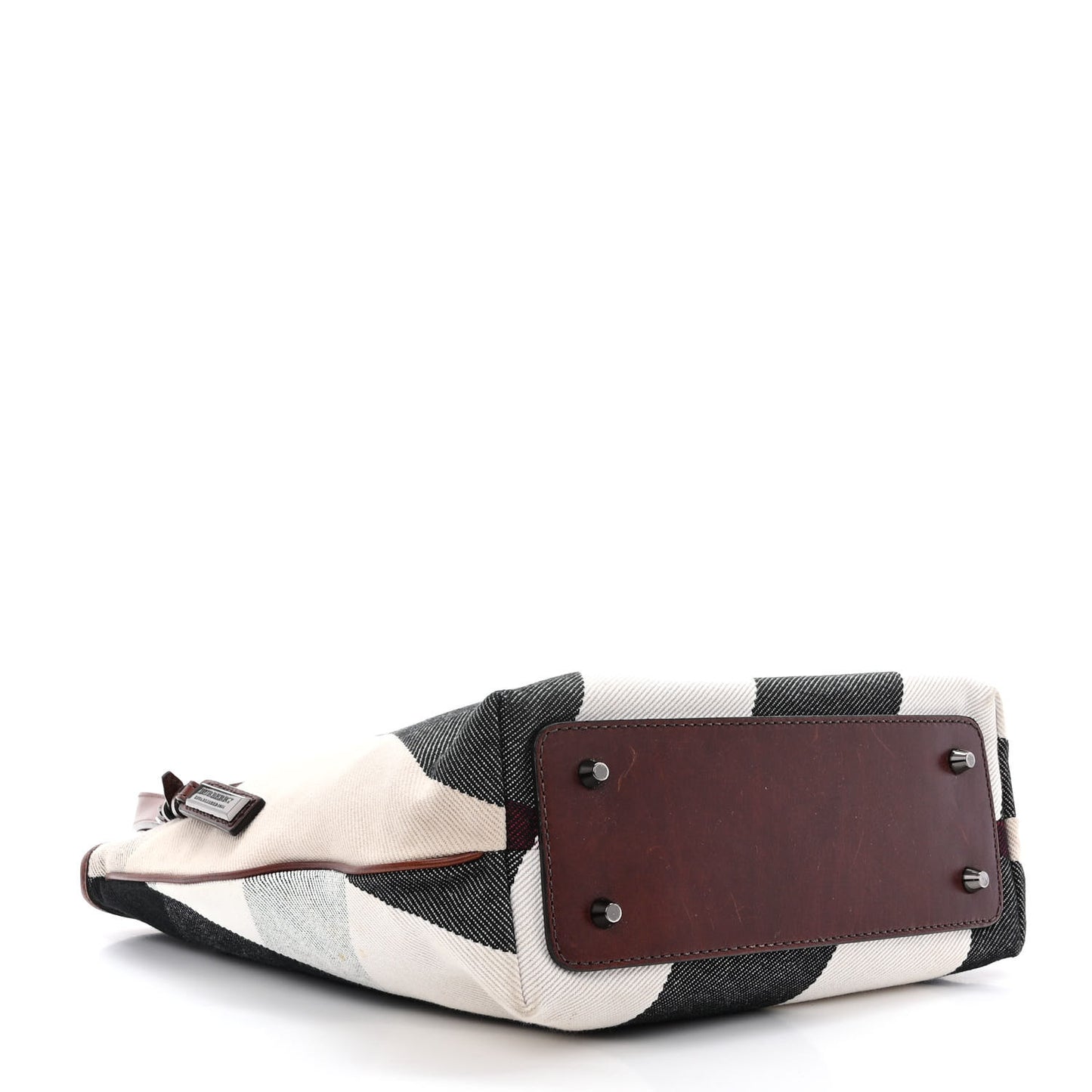 Canvas Mega Check Print Tote Beige