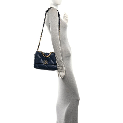 Chanel Lambskin Quilted Medium Chanel 19 Flap Navy Blue 2 of 10
