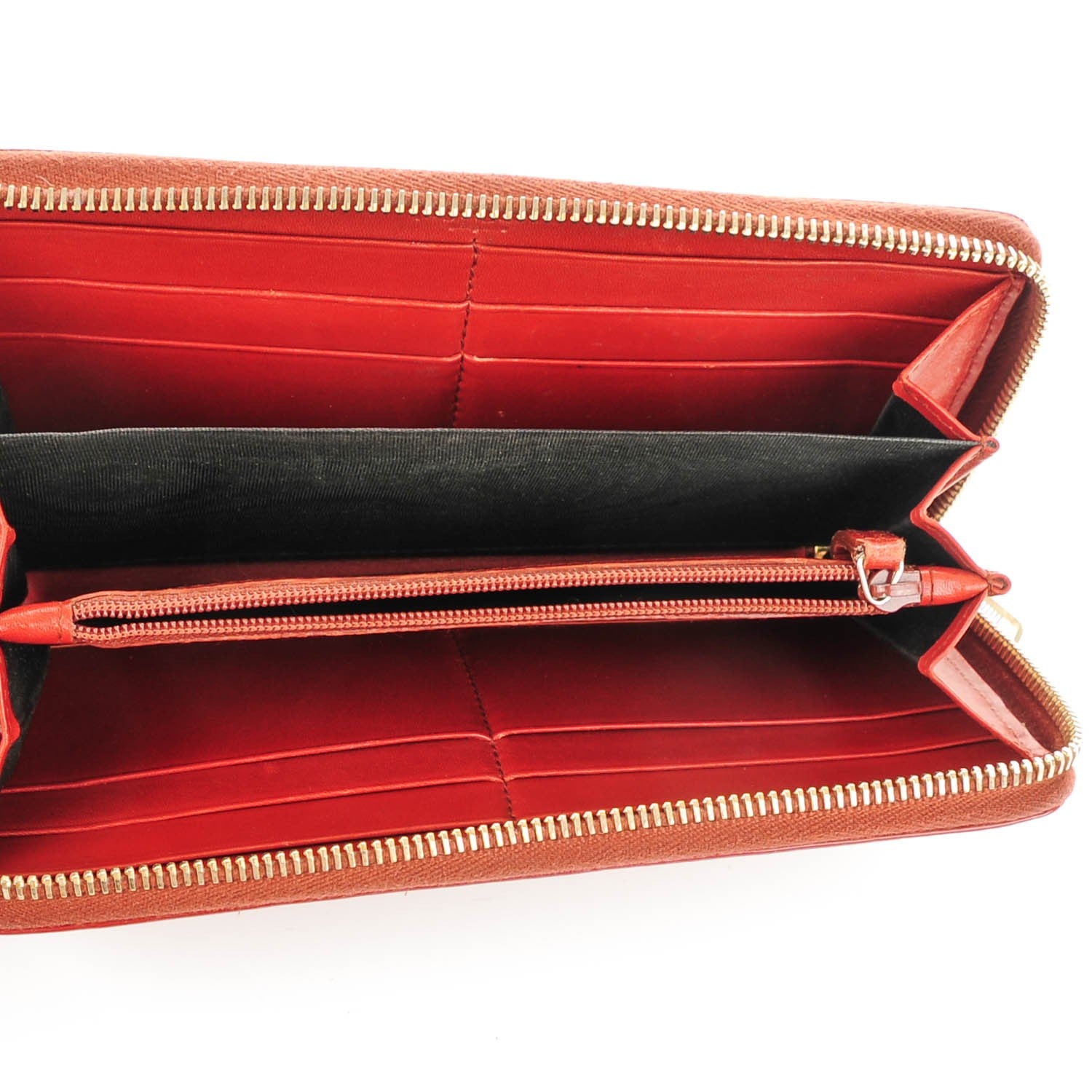 Saint Laurent Textured Patent Calfskin Belle De Jour Zip Around Wallet Red 5 of 7