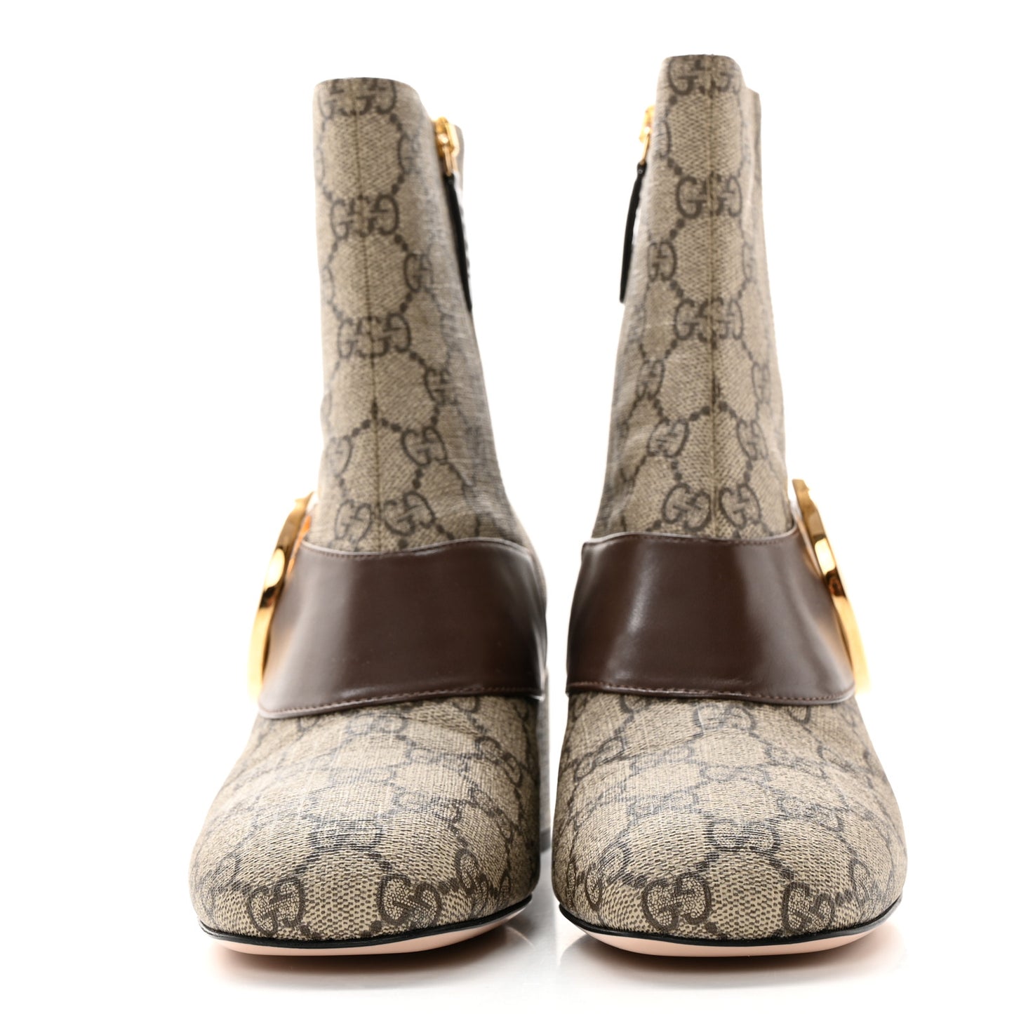 GG Supreme Monogram Malaga Kid Blondie 55mm Ankle Boots 38.5 Beige Ebony New Acero