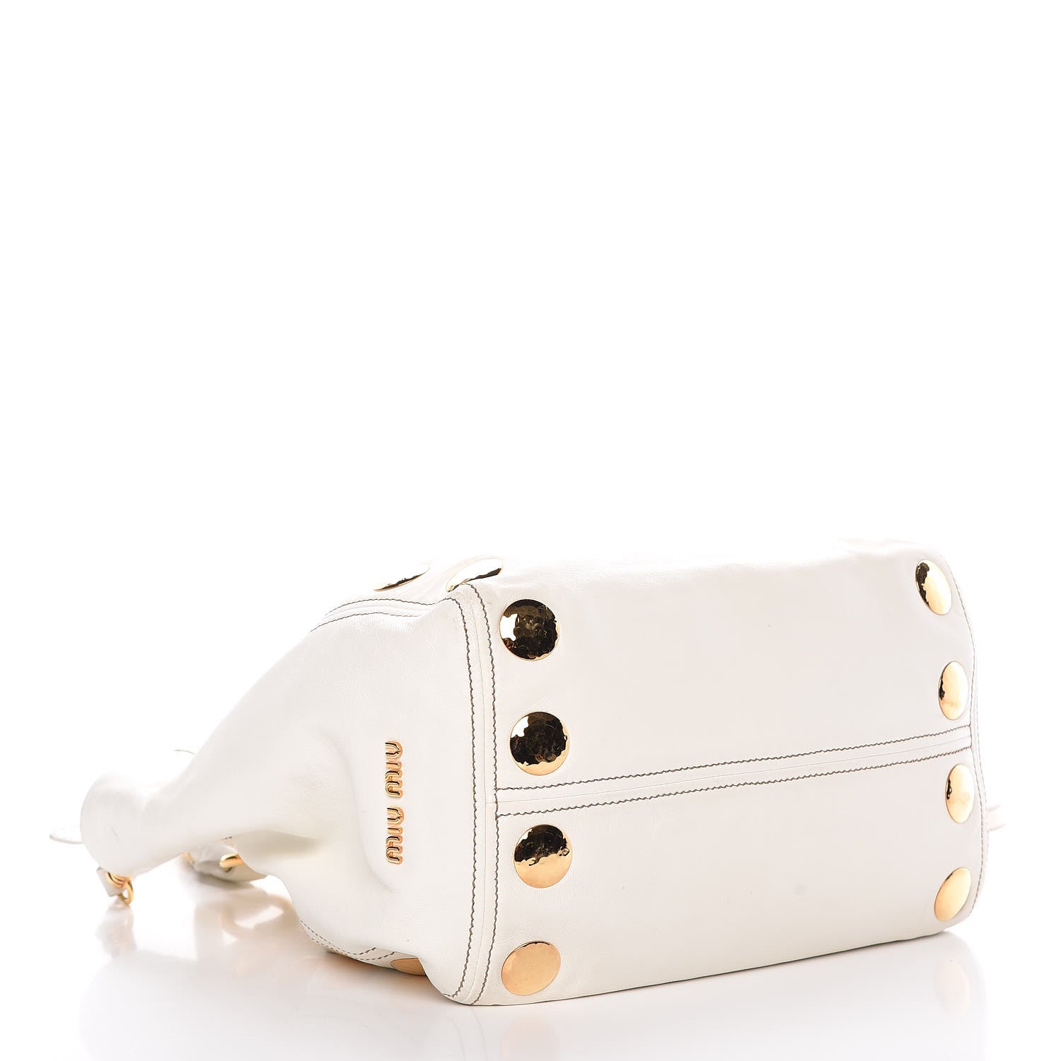 Miu Miu Soft Calfskin Hammered Stud Shopping Tote White 4 of 9