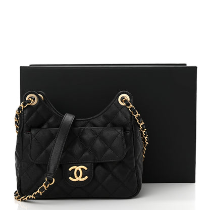 Chanel Caviar Quilted Small Wavy CC Hobo Black 11 of 11