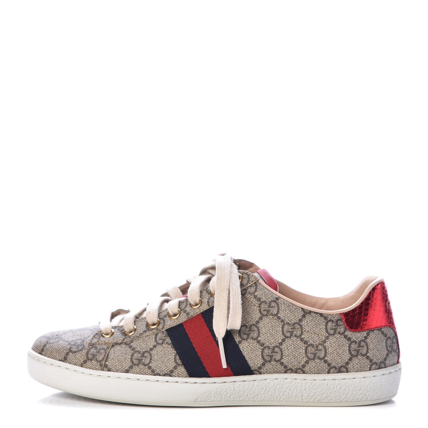 GG Supreme Monogram Womens Ace Low-Top Sneaker 38 Beige