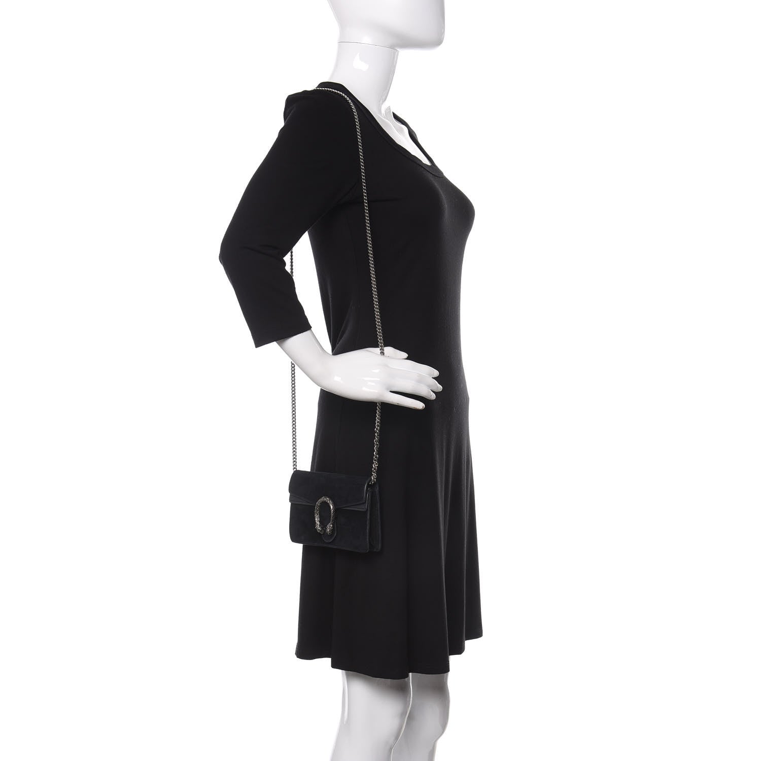 Gucci Suede Super Mini Dionysus Shoulder Bag Black 2 of 9