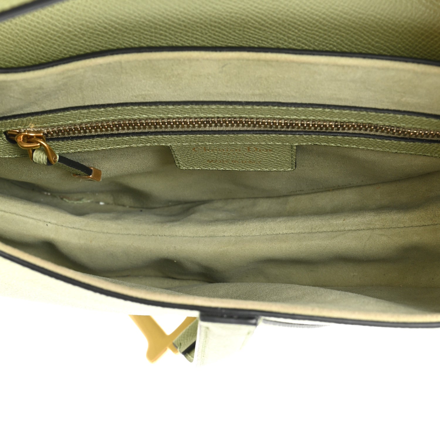 Christian Dior Grained Calfskin Saddle Bag With Strap Ethereal Green 4 of 13