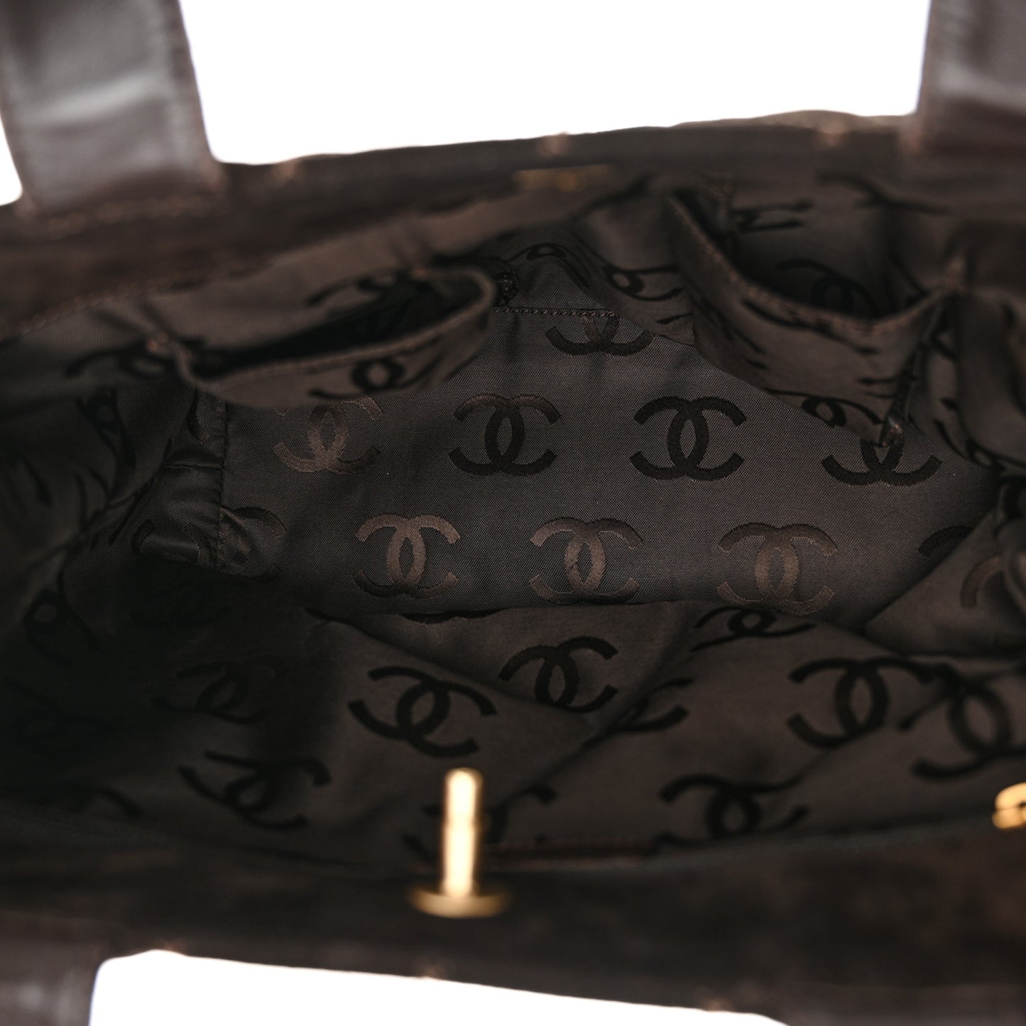 Suede Quilted Shopping Tote Brown