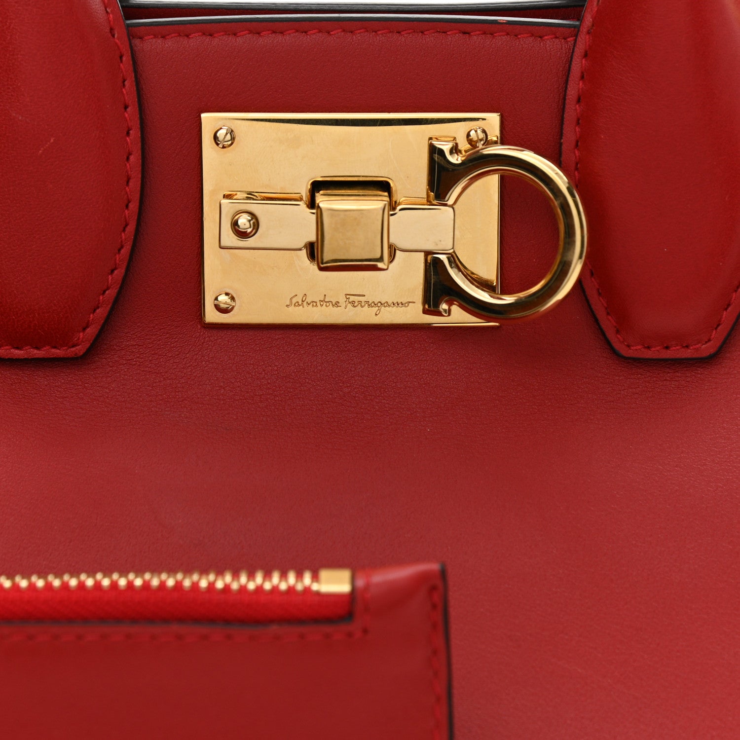 Salvatore Ferragamo Calfskin The Studio Bag Red 8 of 12