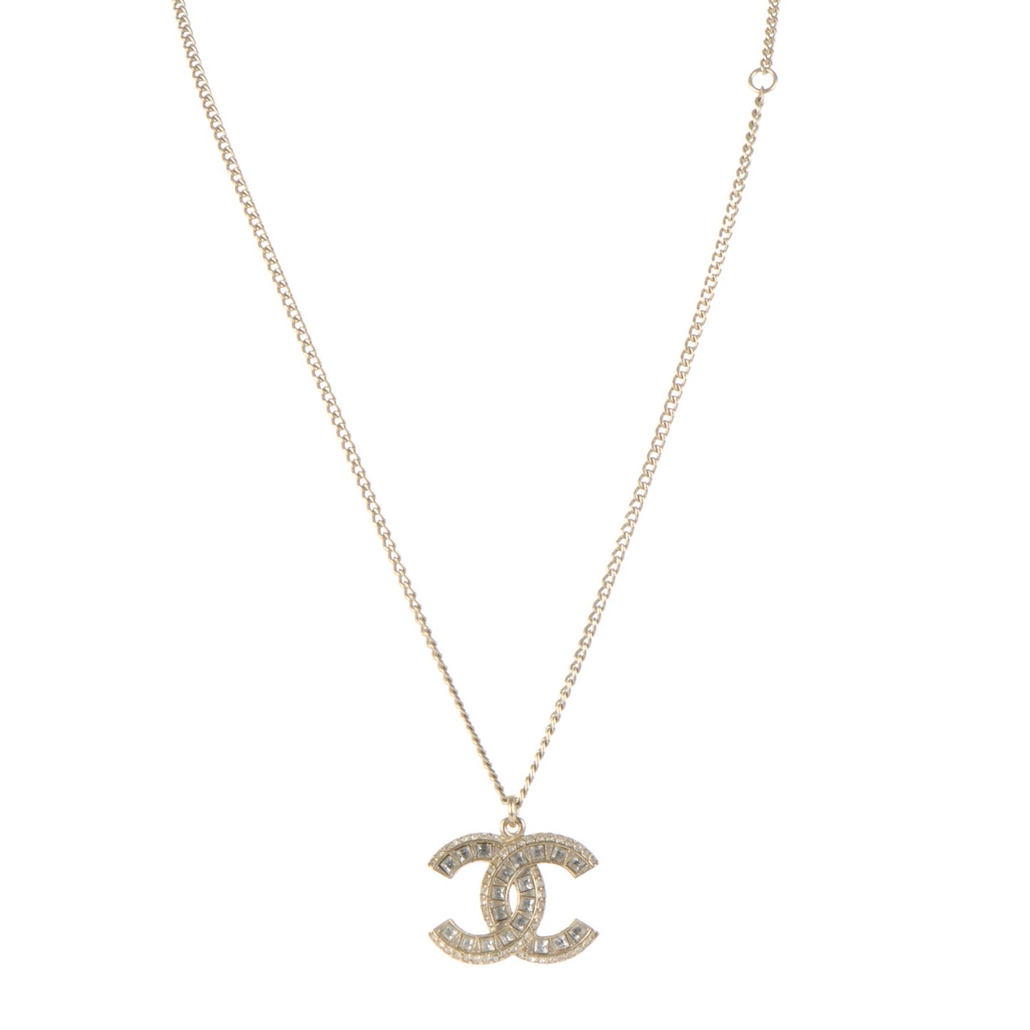 Baguette Crystal CC Necklace Gold