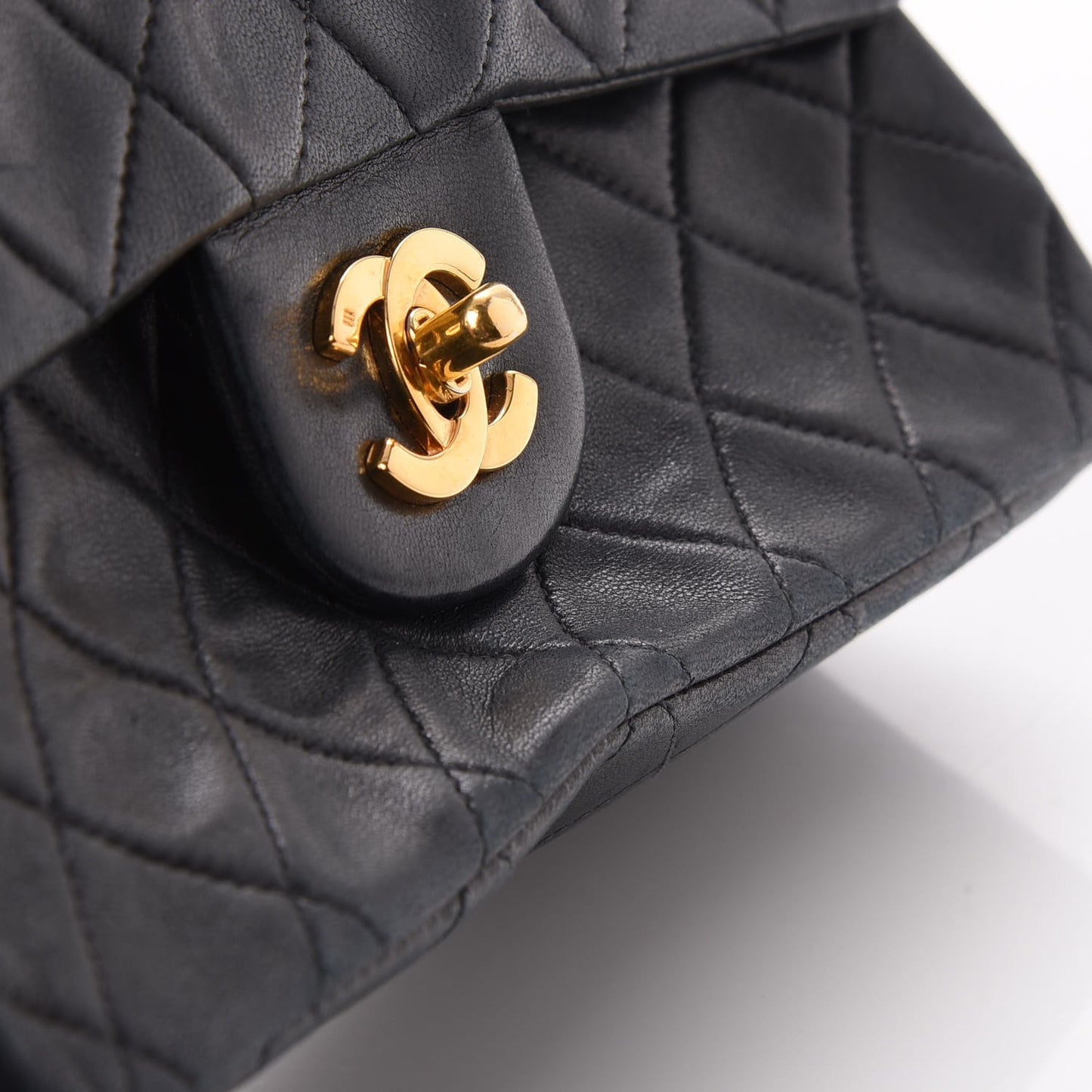 Lambskin Quilted Small Double Flap Navy