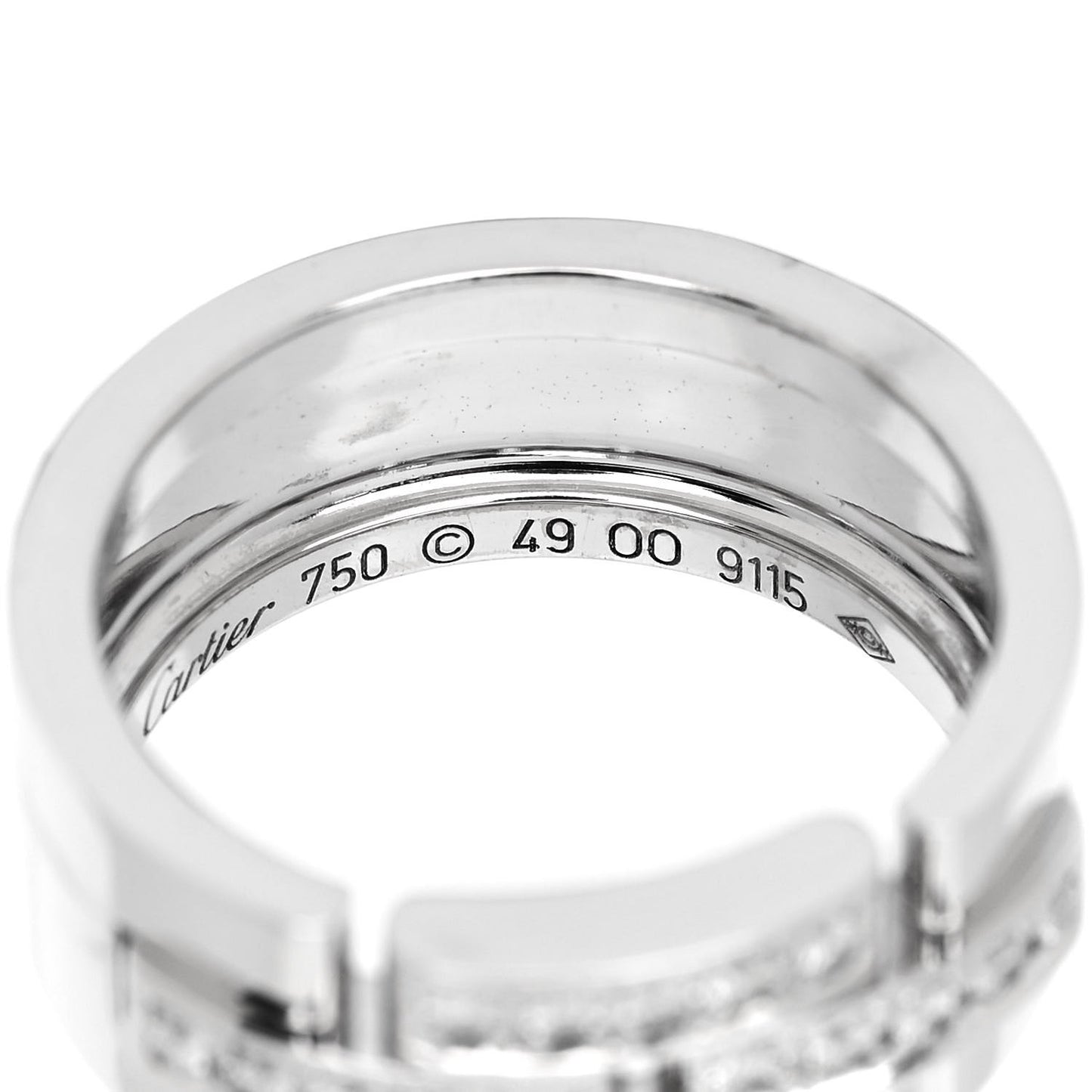 18K White Gold Diamond Maillon Panthere Band Ring 49 5
