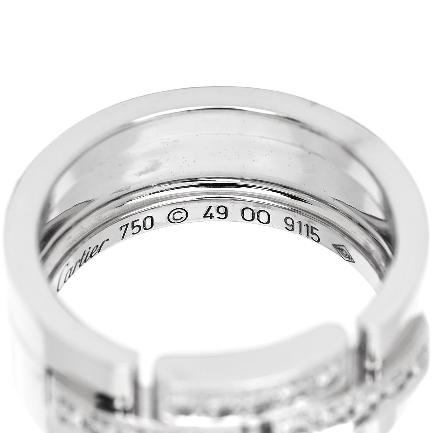 Cartier 18K White Gold Diamond Maillon Panthere Band Ring 49 5 4 of 4