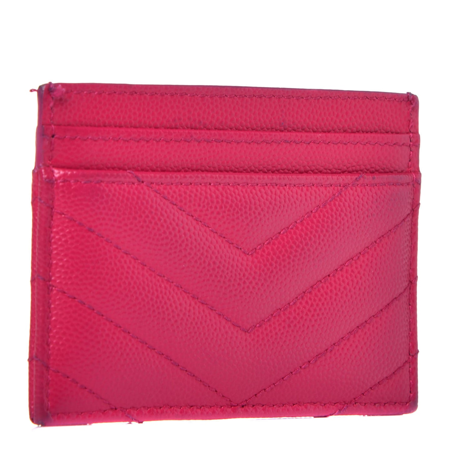 Grain De Poudre Matelasse Chevron Monogram Credit Card Case Fresh Fuxia