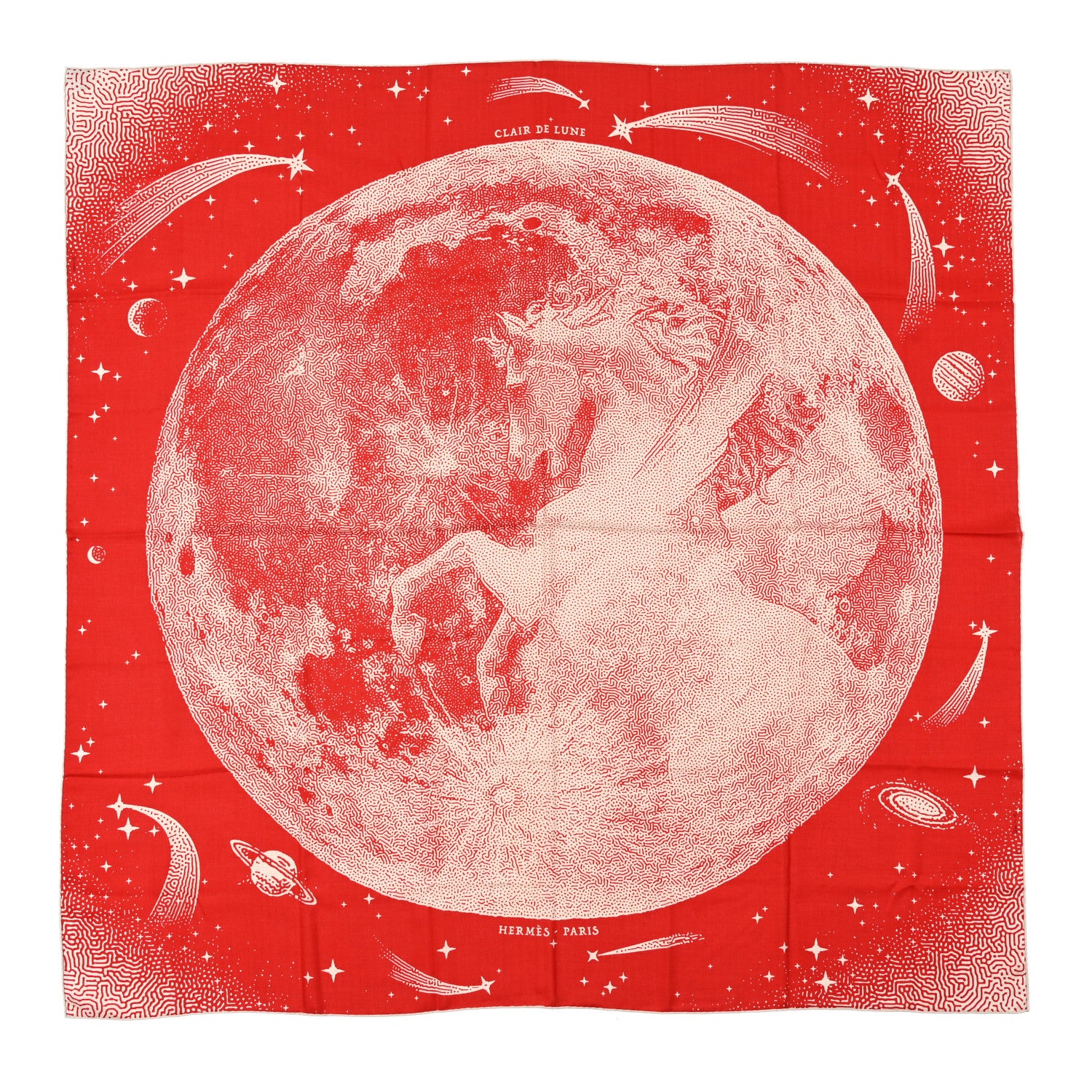 Hermes Silk Cashmere Clair De Lune Shawl 140 Rouge Naturel 1 of 4