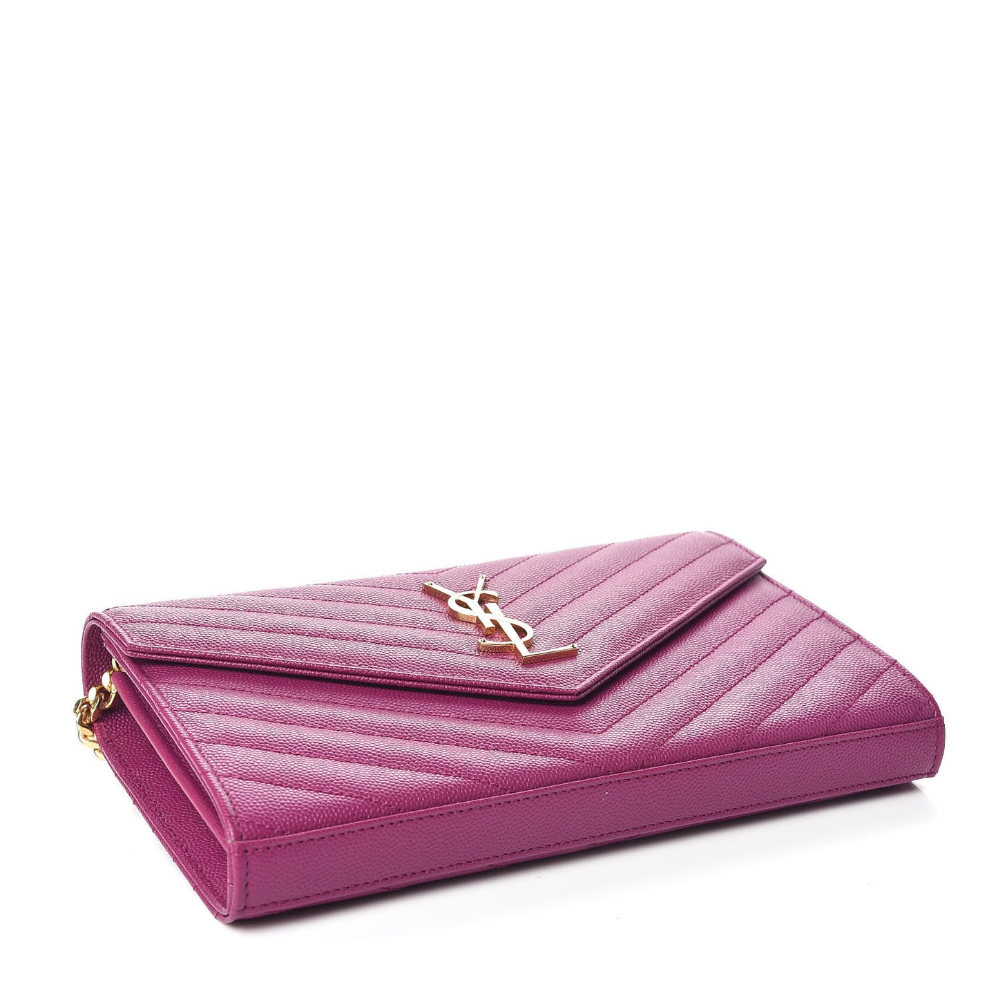 Grain De Poudre Matelasse Chevron Monogram Chain Wallet Dark Grape