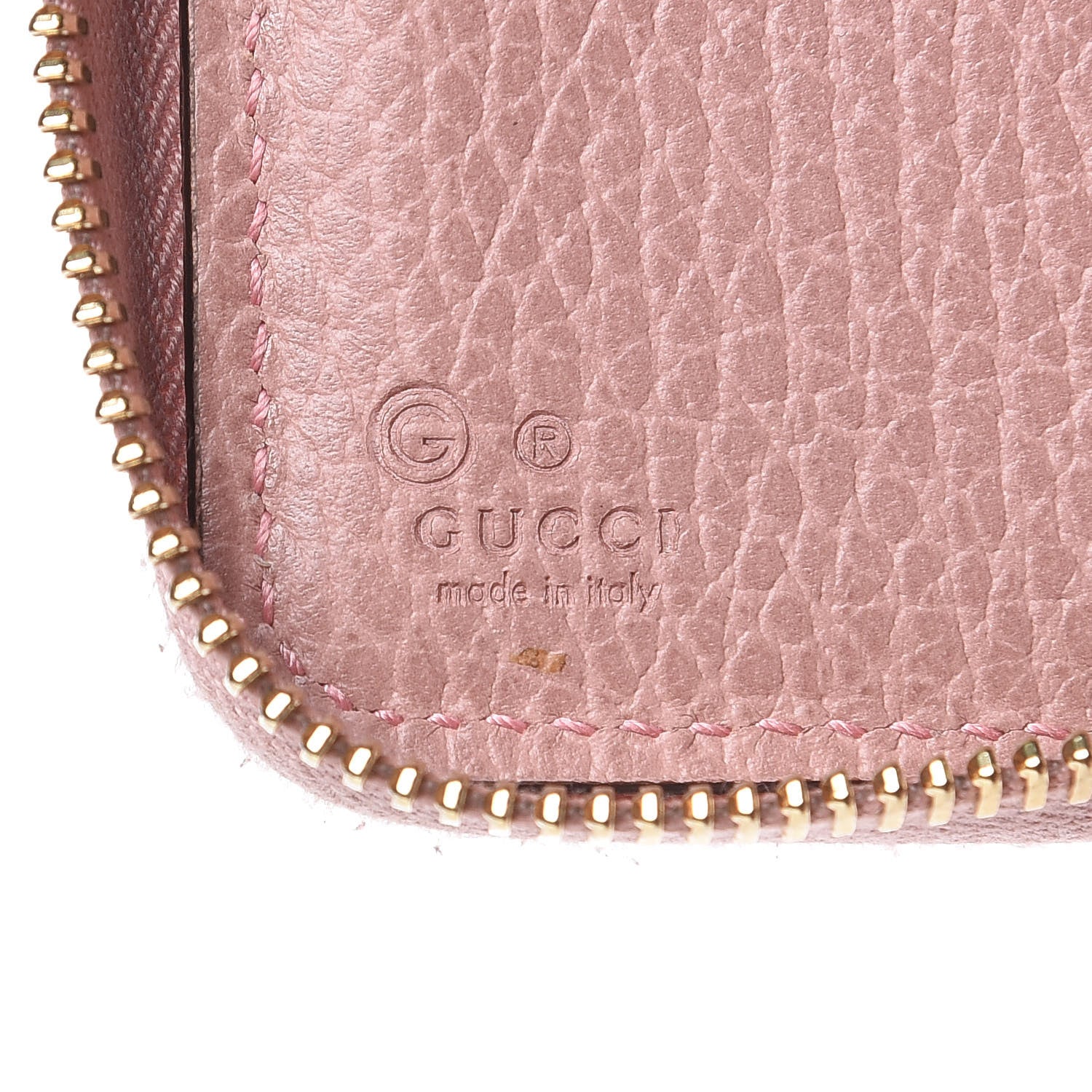 Gucci Monogram Dollar Calfskin Zip Around Compact Wallet Beige Ebony Soft Pink 6 of 13