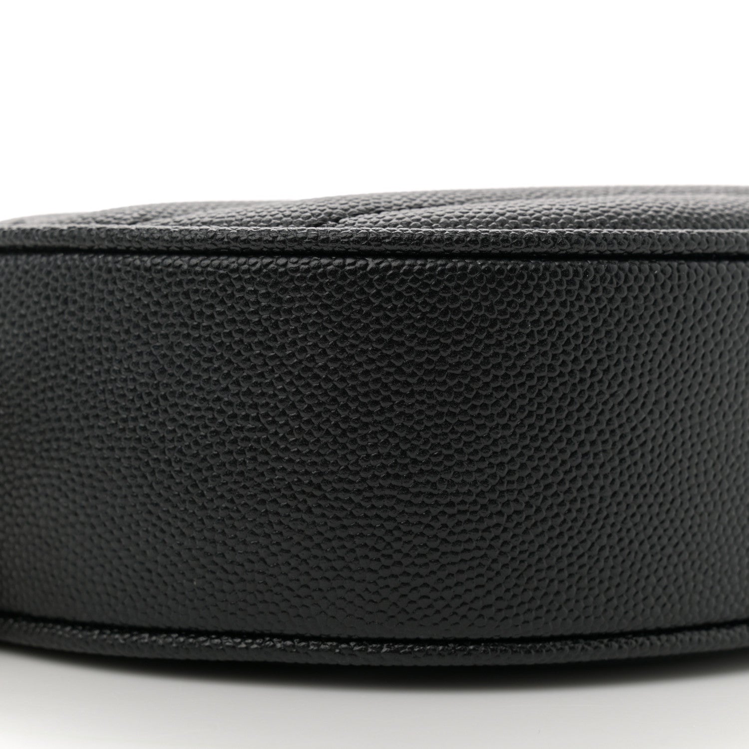 Saint Laurent Grain De Poudre Matelasse Chevron Quilted Round Vinyle Camera Bag Black 9 of 11
