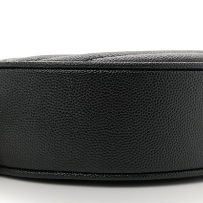 Saint Laurent Grain De Poudre Matelasse Chevron Quilted Round Vinyle Camera Bag Black 9 of 11