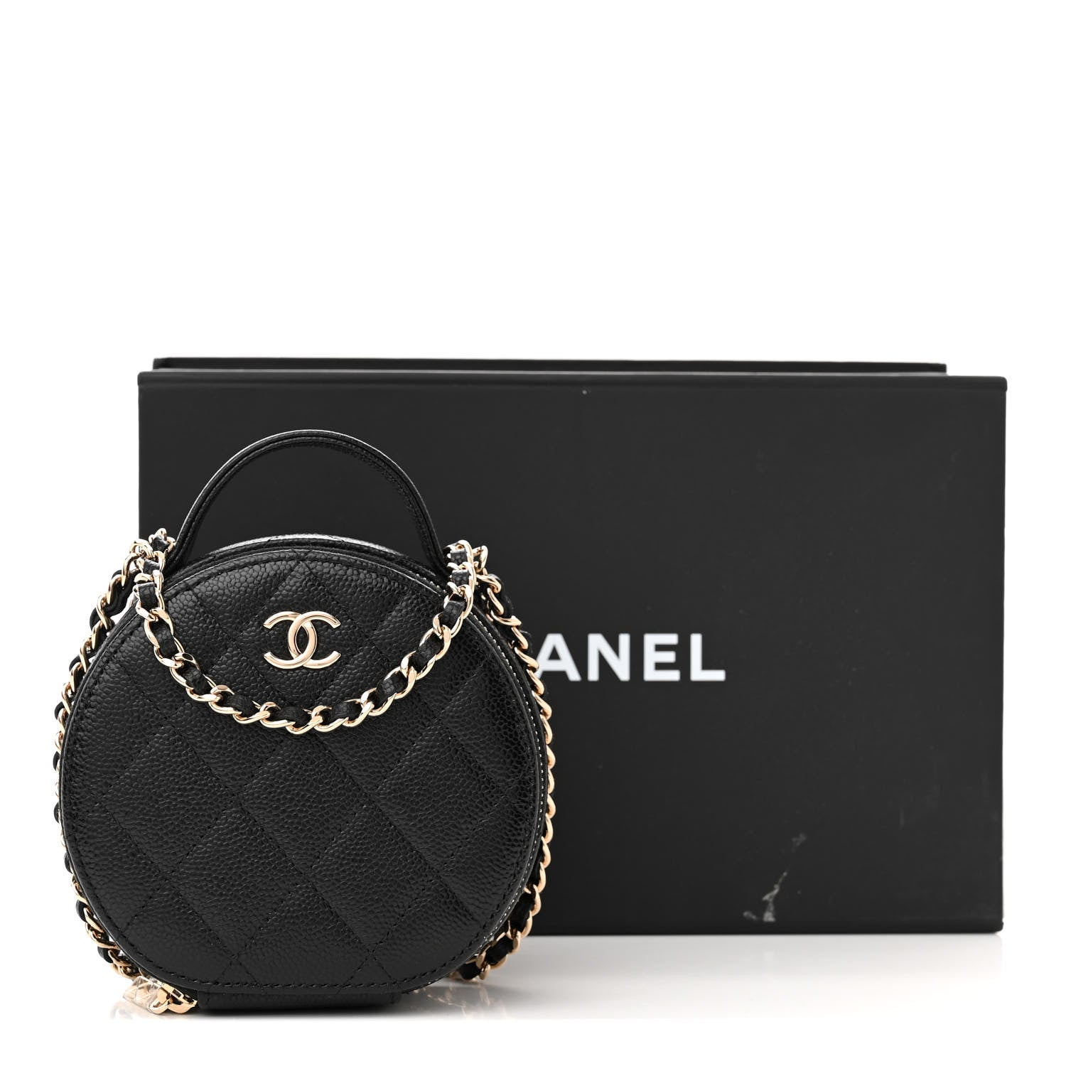 Chanel Caviar Quilted Round Handle With Care Vanity With Chain Black 11 of 11
