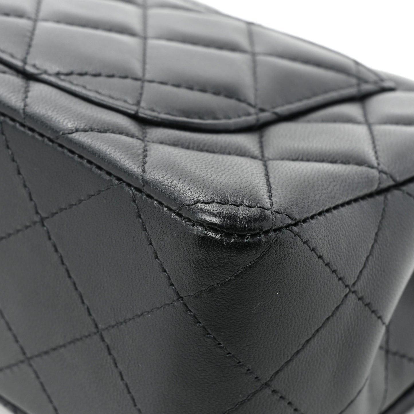 Lambskin Quilted Mini Rectangular Flap Black