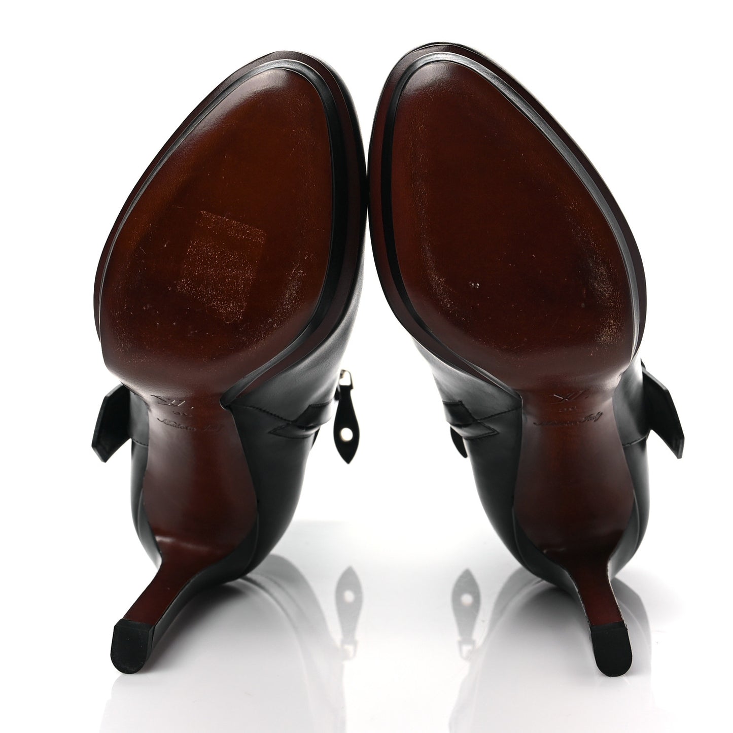 Calfskin Belted Platform Ankle Boots 36 Black
