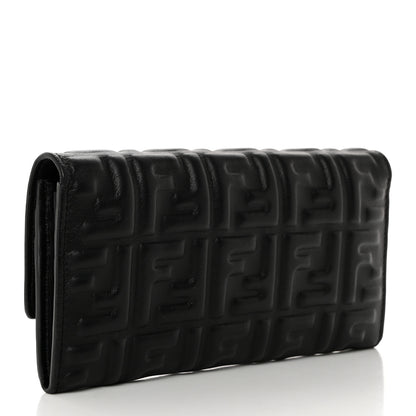 Fendi Nappa Matisse FF Embossed Continental Wallet Black 3 of 10