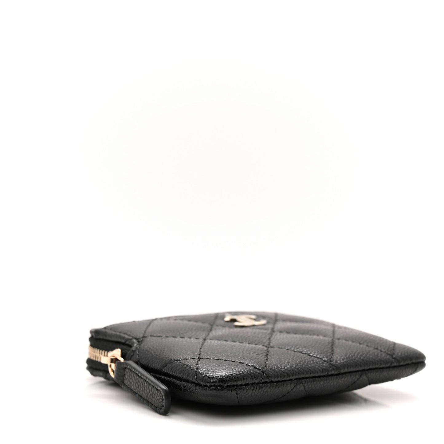 Caviar Quilted Zip Card Holder Wallet Black