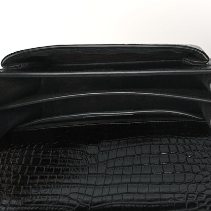 Saint Laurent Calfskin Crocodile Embossed Medium Monogram Sunset Black 4 of 7