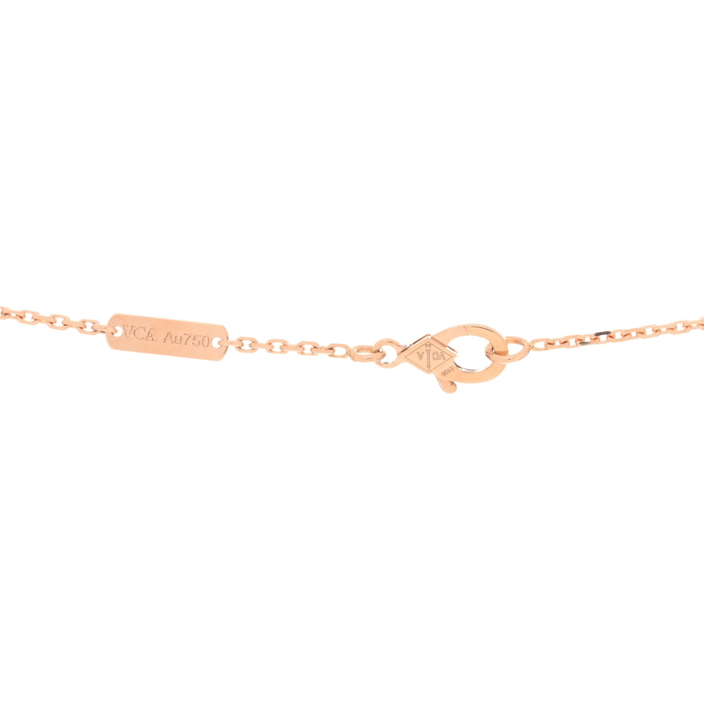 18K Rose Gold Diamond Rhodonite Vintage Alhambra Pendant Necklace