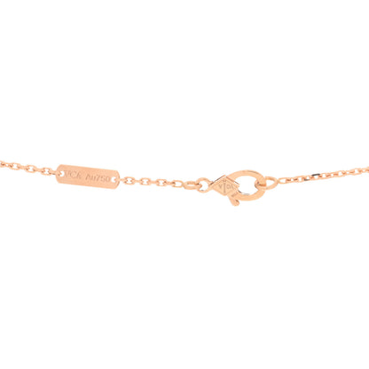 Van Cleef & Arpels 18K Rose Gold Diamond Rhodonite Vintage Alhambra Pendant Necklace 3 of 4