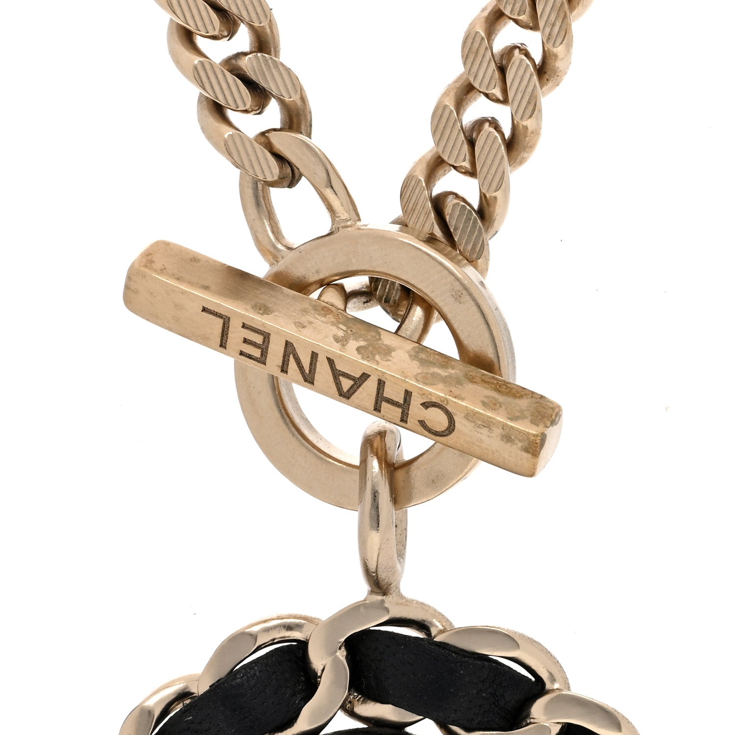 Chanel Lambskin CC Medallion Chain Necklace Golden Black 4 of 6