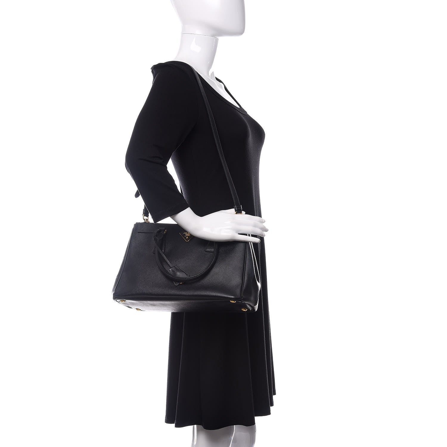 Prada Saffiano Small Galleria Double Zip Tote Black 2 of 15