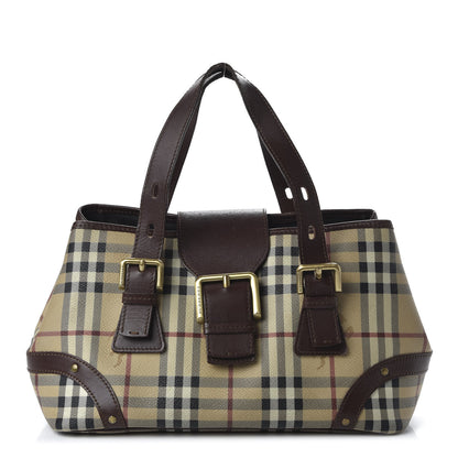 Burberry Haymarket Check Buckle Satchel Chocolate 1 of 10