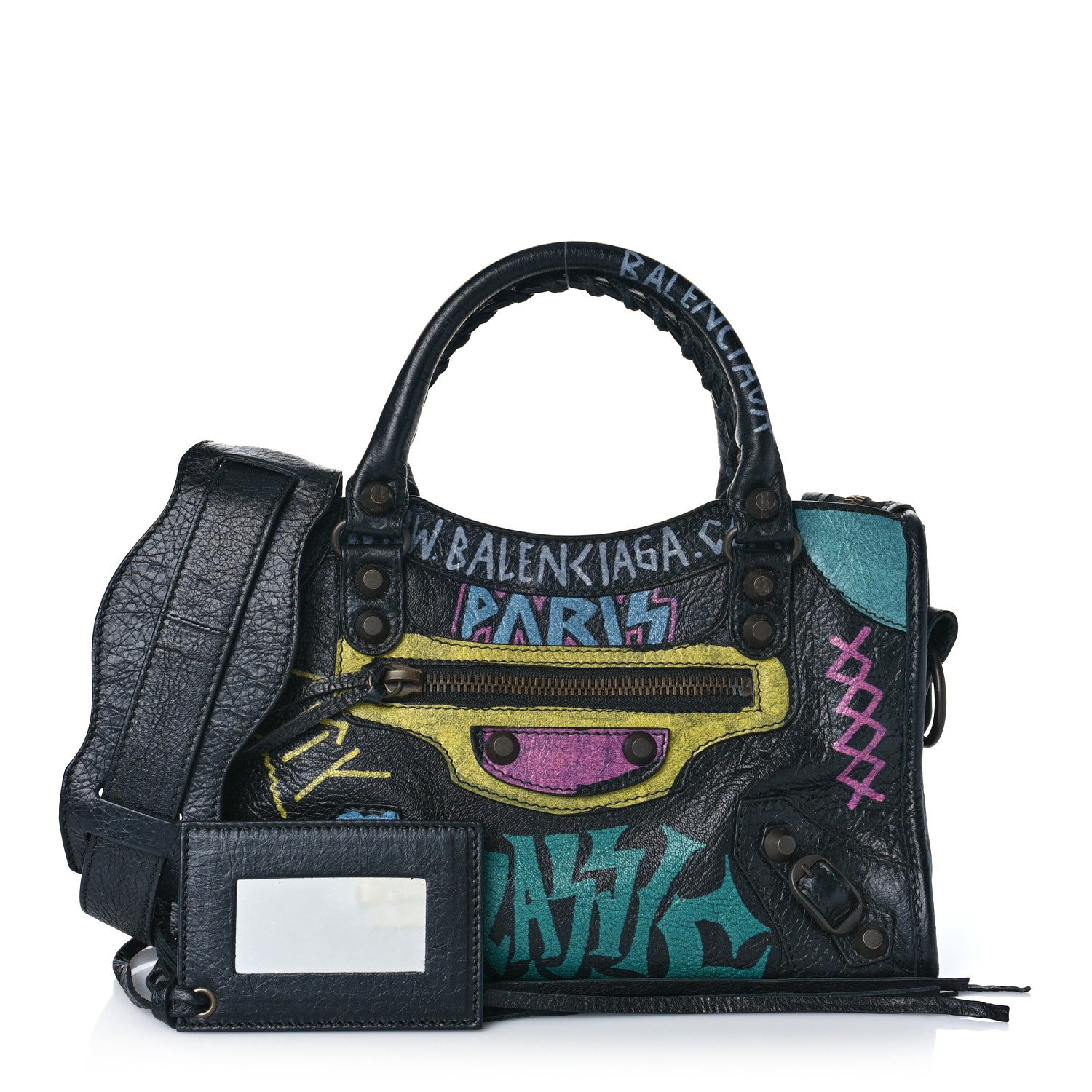 Balenciaga Agneau Arena Graffiti All Over Classic Hardware Mini City Black Multicolor 1 of 9