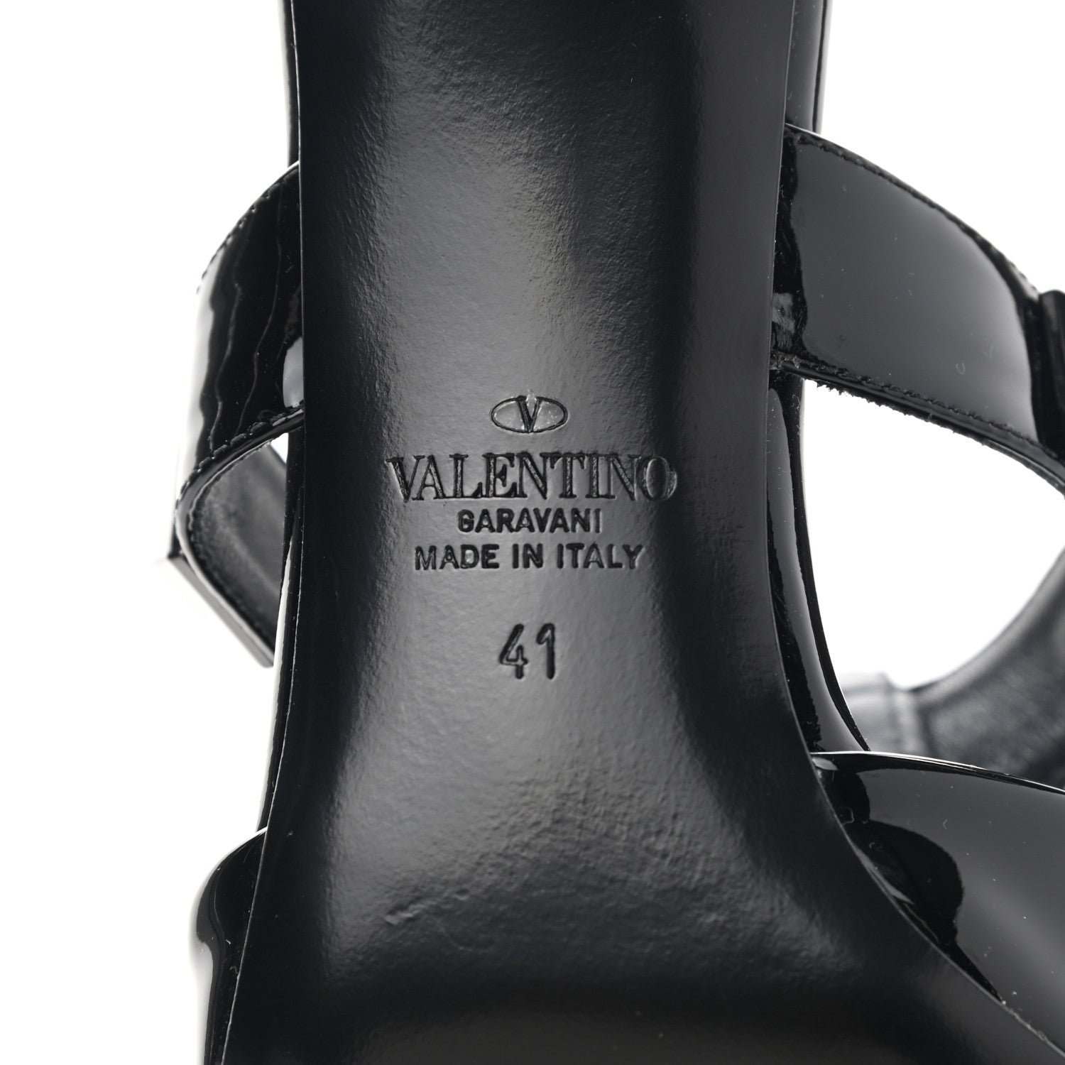 Valentino Garavani Patent Monochrome Roman Stud Ankle Strap 80mm Pumps 41 Black 6 of 9