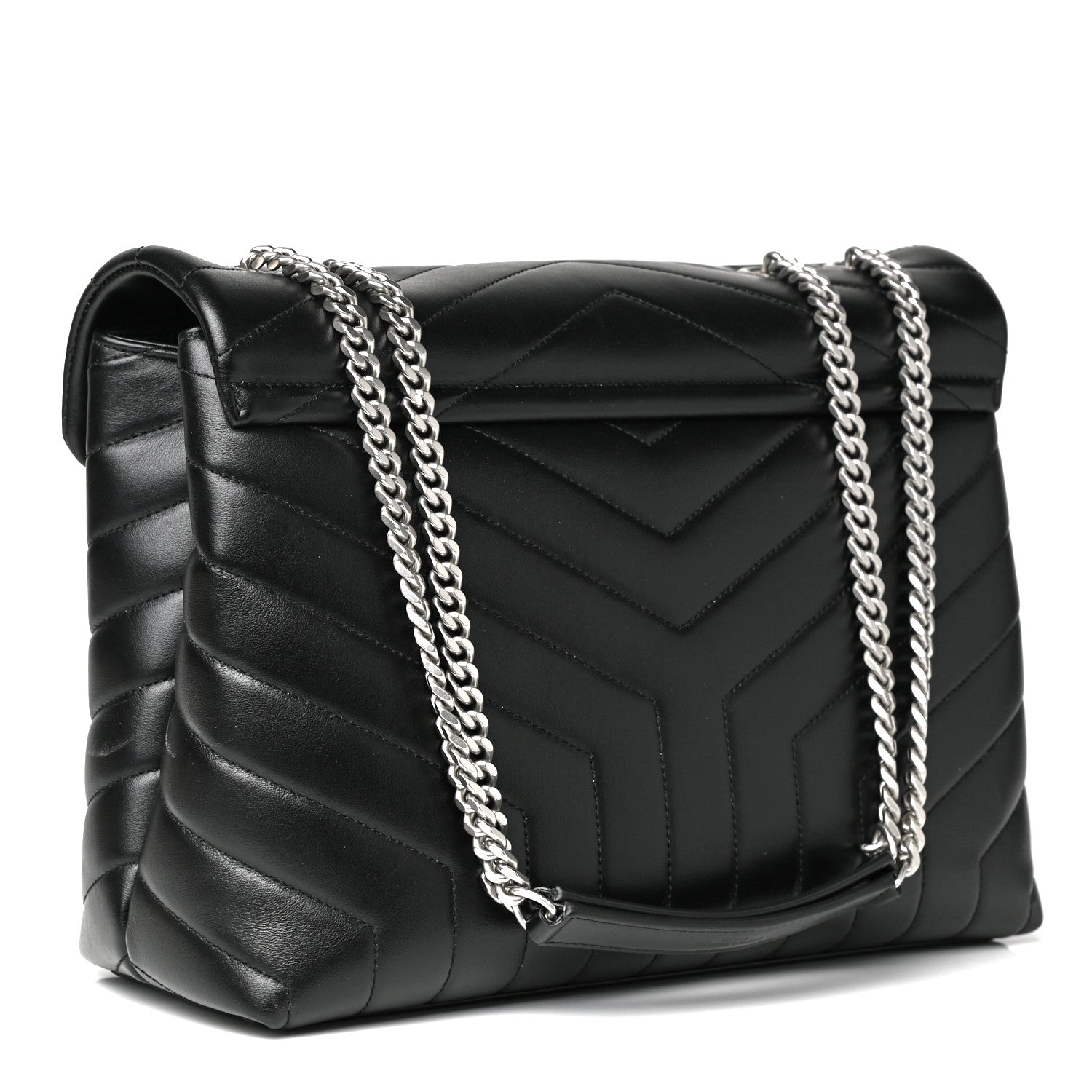 Saint Laurent Calfskin Y Quilted Monogram Medium Loulou Chain Satchel Black 3 of 11
