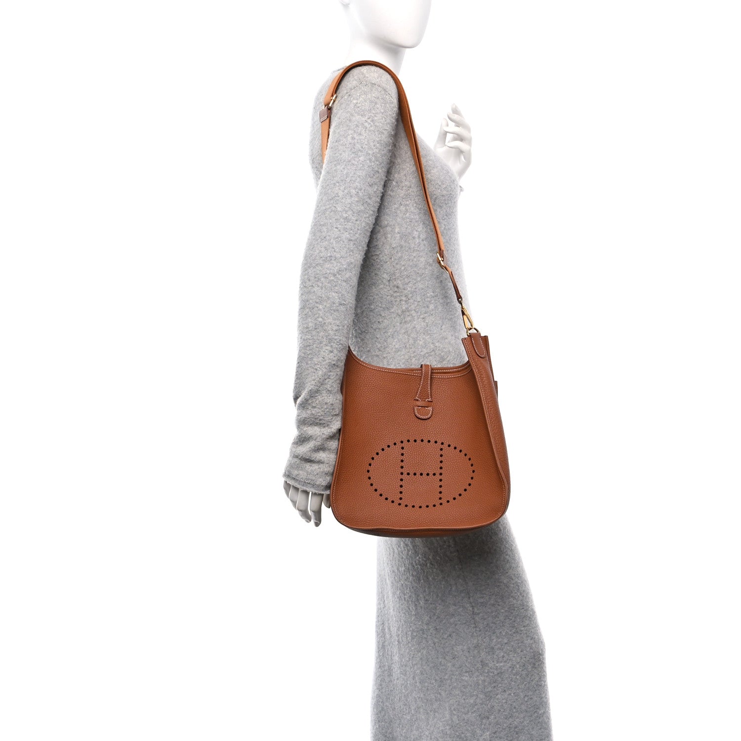 Hermes Taurillon Clemence Evelyne III PM Gold 2 of 11